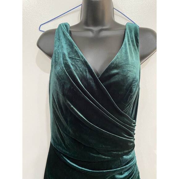 Revelry Size 6 Dawson Velvet Ruched Full Length Maxi Gown Emerald Green Dress - Picture 7 of 14